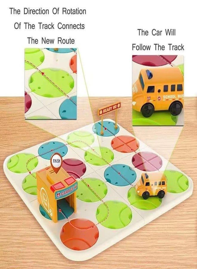 Babelly DIY Track Maze Race Car Track Building Block Educational Toy Set Tiles DIY Play Set 2 Light Up Car STEM Learning Construction (School Bus) - Image 2